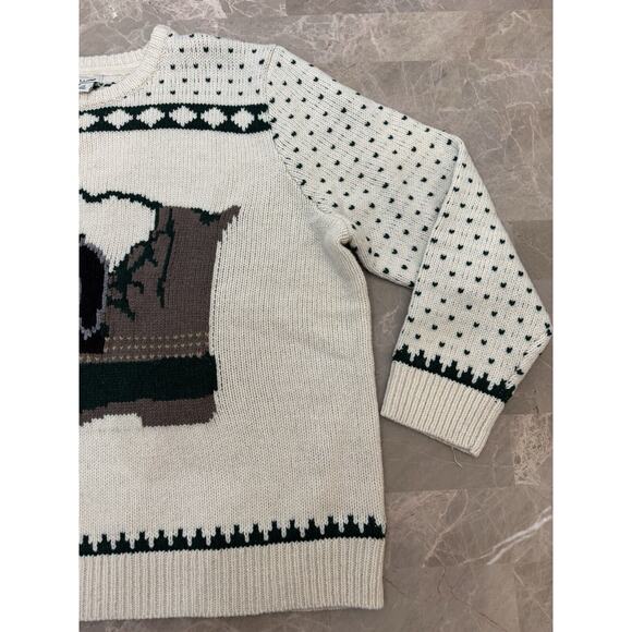 LL Bean L Classic Ragg Lambs Wool Dog Boot Knit Crewneck Cream Puppy Women 3XL - Picture 3 of 9